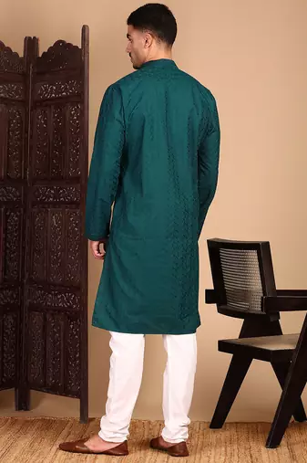 Firozi rayon chikanakri kurta pajama for mens