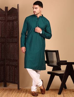 Firozi rayon chikanakri kurta pajama for mens 5