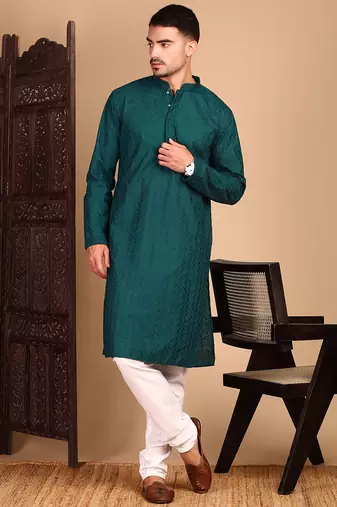 Firozi rayon chikanakri kurta pajama for mens