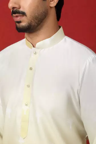 Cotton blend ombre printed green kurta