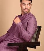 Mauve rayon chikanakri kurta pajama for mens