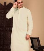 Off white rayon chikanakri kurta pajama for mens