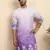 Cotton blend ombre printed purple kurta
