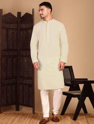 Off white rayon chikanakri kurta pajama for mens 2