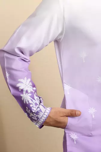 Cotton blend ombre printed purple kurta