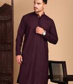 Wine rayon chikanakri kurta pajama for mens