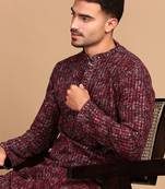 Rust cotton sequins kurta pajama for mens