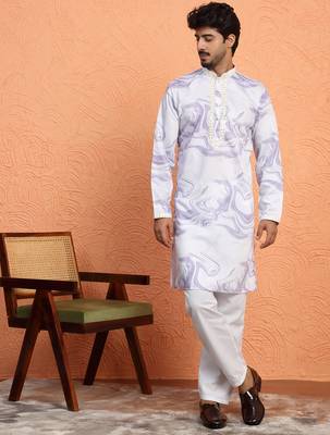 Cotton silk tie-dye printed mauve kurta 1