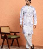 Cotton silk tie-dye printed mauve kurta