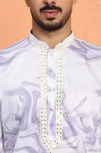 Cotton silk tie-dye printed mauve kurta