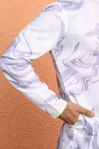 Cotton silk tie-dye printed mauve kurta