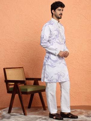 Cotton silk tie-dye printed mauve kurta 5