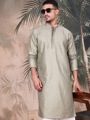 Pista silk blend sequins kurta pajama for mens 1