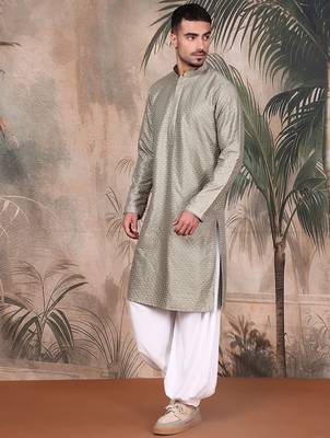 Pista silk blend sequins kurta pajama for mens 3