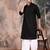 Black cotton textured kurta pajama for mens