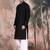 Black cotton textured kurta pajama for mens