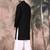 Black cotton textured kurta pajama for mens