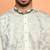 Cotton silk floral embroidered ombre grey mandarin collar kurta