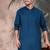 Blue cotton textured kurta pajama for mens