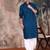 Blue cotton textured kurta pajama for mens
