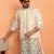 Cotton silk floral embroidered ombre beige mandarin collar kurta