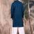 Blue cotton textured kurta pajama for mens