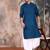 Blue cotton textured kurta pajama for mens
