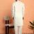 Cotton silk floral embroidered ombre beige mandarin collar kurta