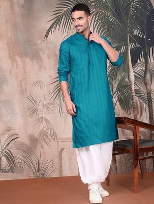 Firozi cotton textured kurta pajama for mens 2
