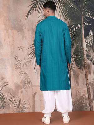 Firozi cotton textured kurta pajama for mens 4
