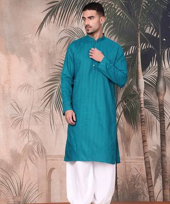 Firozi cotton textured kurta pajama for mens 5