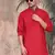 Red cotton textured kurta pajama for mens