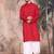 Red cotton textured kurta pajama for mens