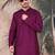 Purple cotton textured kurta pajama for mens