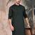 Deep green cotton textured kurta pajama for mens