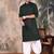 Deep green cotton textured kurta pajama for mens