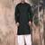 Deep green cotton textured kurta pajama for mens
