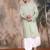 Green cotton textured kurta pajama for mens