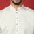 Cotton silk siroski work daman embroidered cream mandarin collar kurta