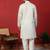 Cotton silk siroski work daman embroidered cream mandarin collar kurta