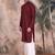 Wine cotton textured kurta pajama for mens