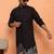 Cotton silk siroski work daman embroidered black mandarin collar kurta