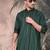 Deep green cotton textured kurta pajama for mens