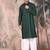 Deep green cotton textured kurta pajama for mens