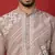 Cotton silk geometric sequence embroidered beige mandarin collar kurta