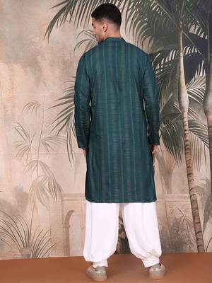 Firozi cotton textured kurta pajama for mens 4