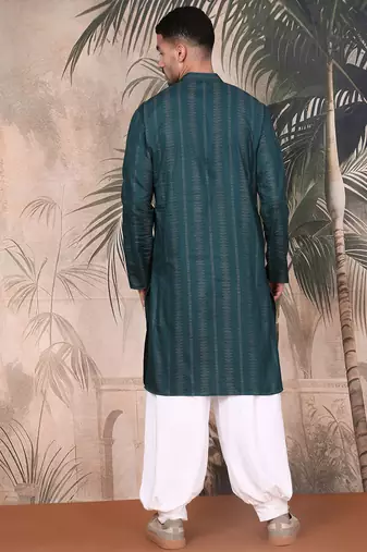 Firozi cotton textured kurta pajama for mens