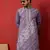 Cotton silk geometric sequence embroidered purple mandarin collar kurta
