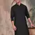 Black cotton textured kurta pajama for mens