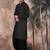Black cotton textured kurta pajama for mens